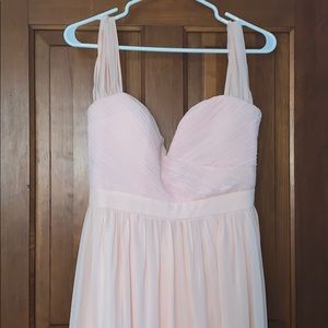 Blush pink off the shoulder maxi dress